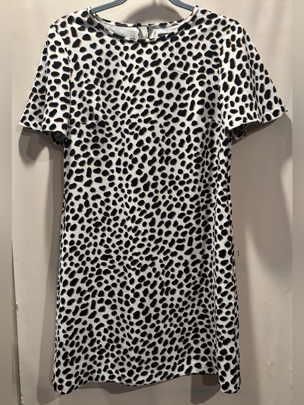 Ann Taylor Lined Animal Print Shift Dress Size 0 Cheetah Short Sleeve